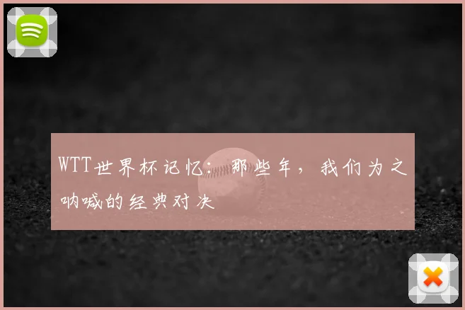 WTT世界杯记忆：那些年，我们为之呐喊的经典对决